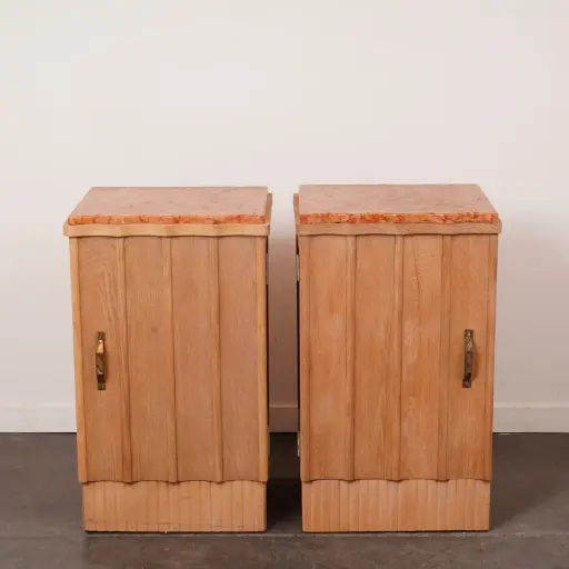 [SU3376] Paire de tables de nuit en bois aérogommé