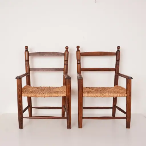 [SU3399] Paire de fauteuils enfants paillés