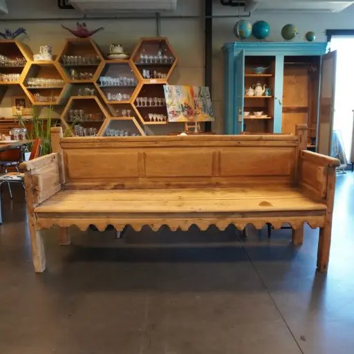 [SU3437] Banc rustique en bois aérogommé
