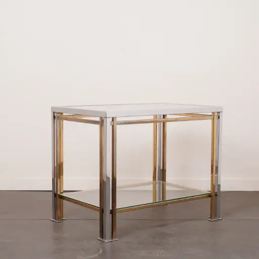 [SU3480] Table bout de canapé métal chromé vintage