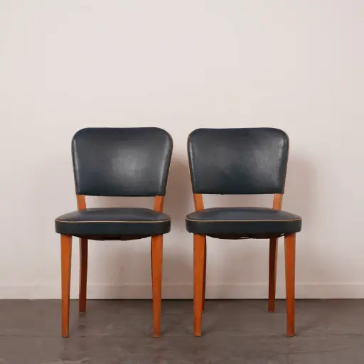[SU3519] Paire de chaises simili vintage