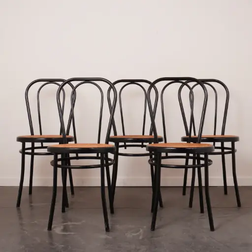 [SU3526] Série de 5 chaises bistrot Italie vintage
