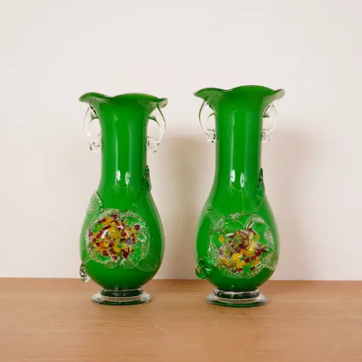 [SU3578] Paire de vases en verre de Murano vintage