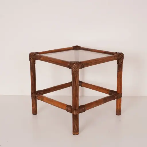 [SU3661] Table bout de canapé bambou vintage