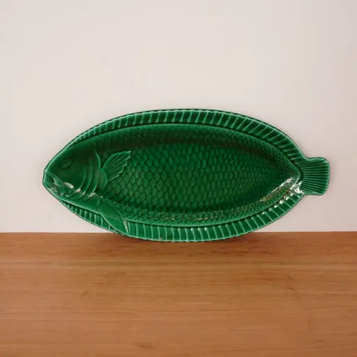 [SU3684] Plat à poisson en barbotine Sarreguemines 